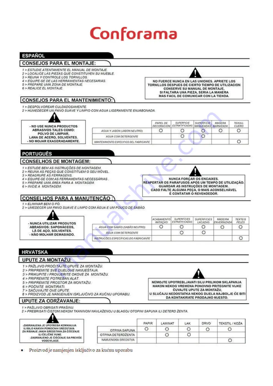 CONFORAMA 8-25/2018 Assembly Instructions Manual Download Page 13