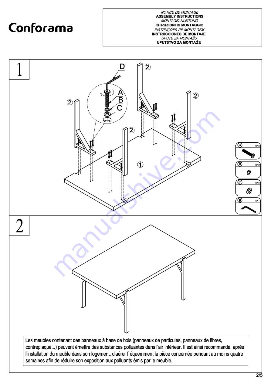 CONFORAMA DELHI DINING TABLE Assembly Instructions Download Page 2