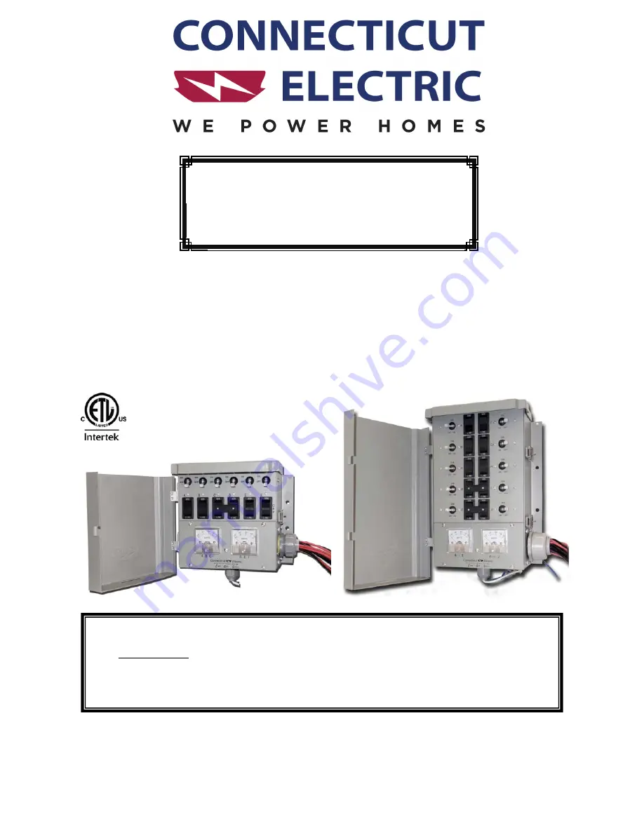 Connecticut Electric EmerGen Switch 10-7501G2 Owner'S Manual And Installation Instructions Download Page 1