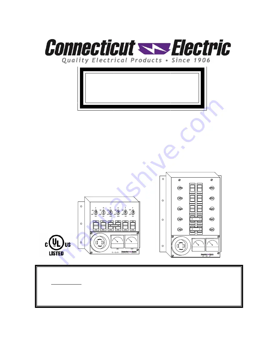 Connecticut Electric EmerGen Switch 10-7501HR Скачать руководство пользователя страница 1