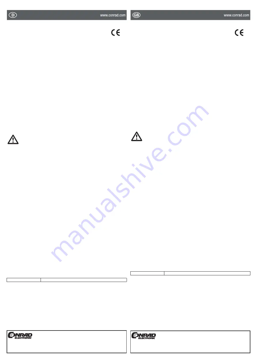 Conrad SHM-9A Operating Instructions Download Page 1