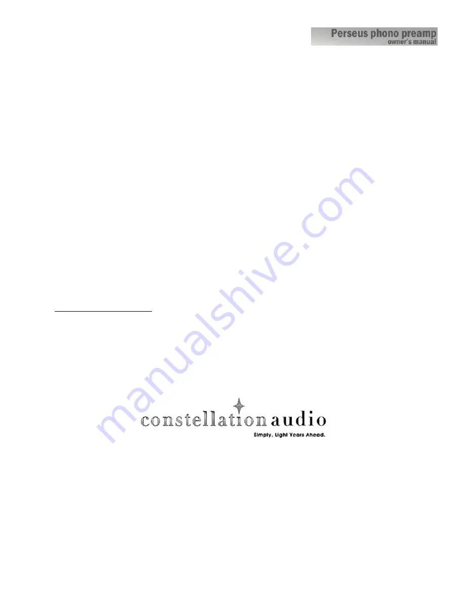 Constellation audio PERSEUS Owner'S Manual Download Page 19