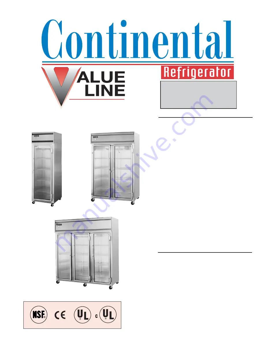 Continental Refrigerator 1FE-LT-GD Скачать руководство пользователя страница 1