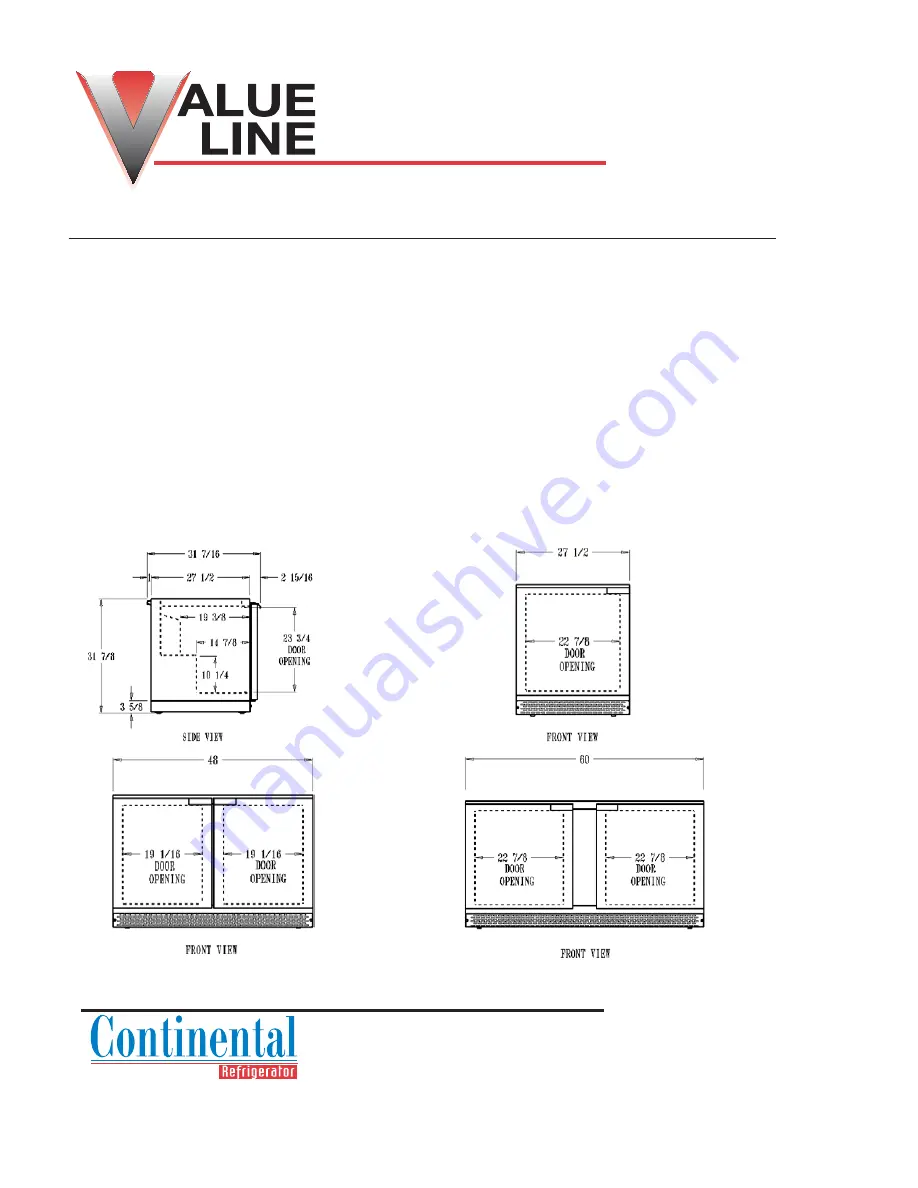 Continental Refrigerator UCF27 Specifications Download Page 2