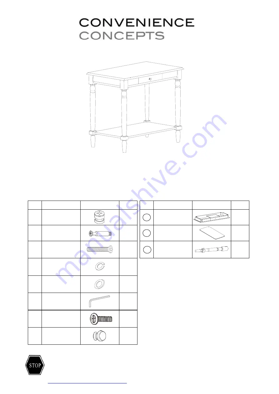 convenience concepts French Country Hall Table Assembly Instructions Download Page 1