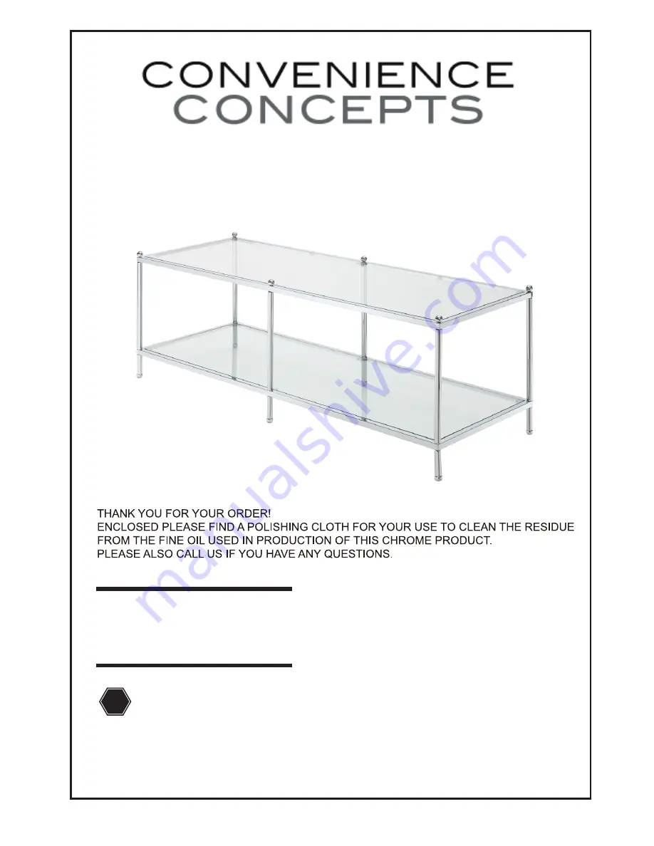 convenience concepts ROYAL CREST COFFEE TABLE Скачать руководство пользователя страница 1