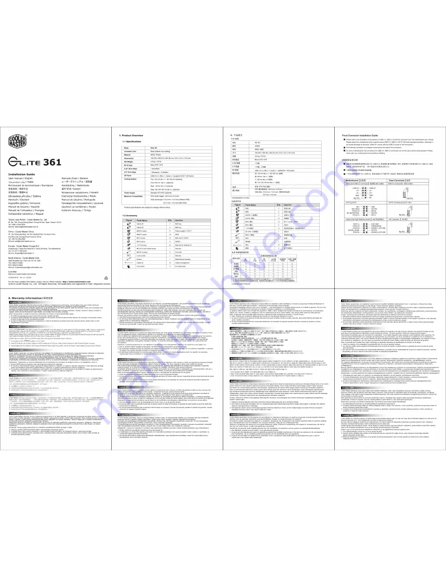 Cooler Master Glite 361 Installation Manual Download Page 1