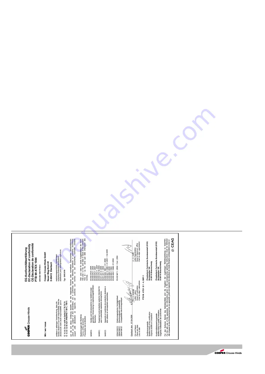 Cooper Crouse-Hinds CEAG GHG 619 Operating Instructions Manual Download Page 2