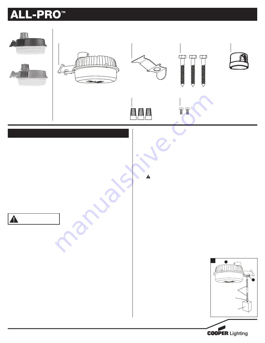 Cooper Lighting ALL-PRO AL2050LPCBZ Instruction Manual Download Page 1