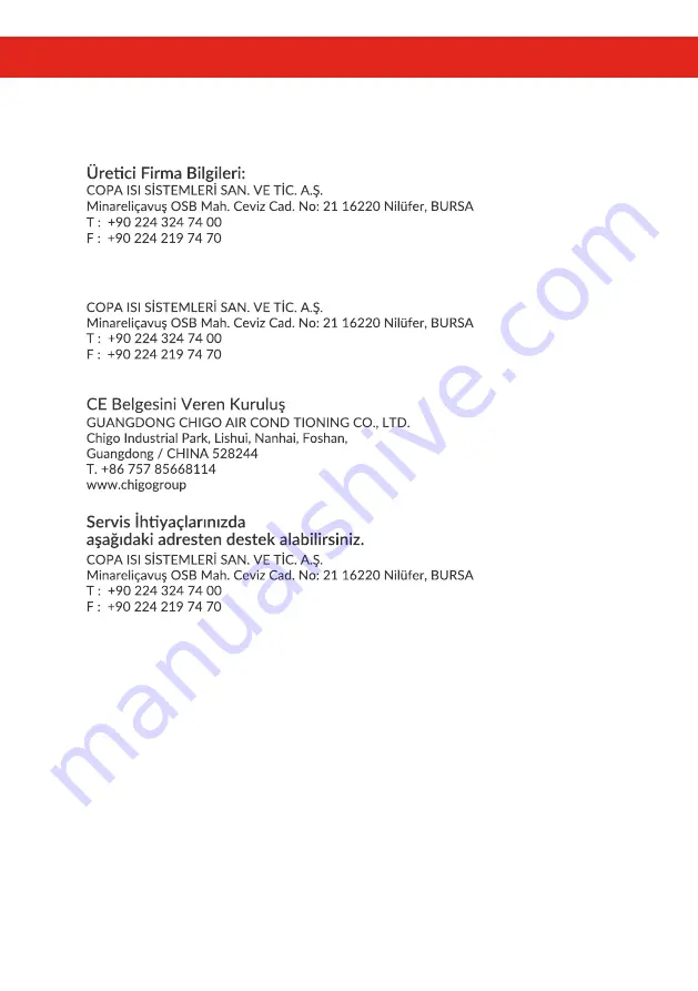 Copa FLOOR STANDING 26 User Manual Download Page 18