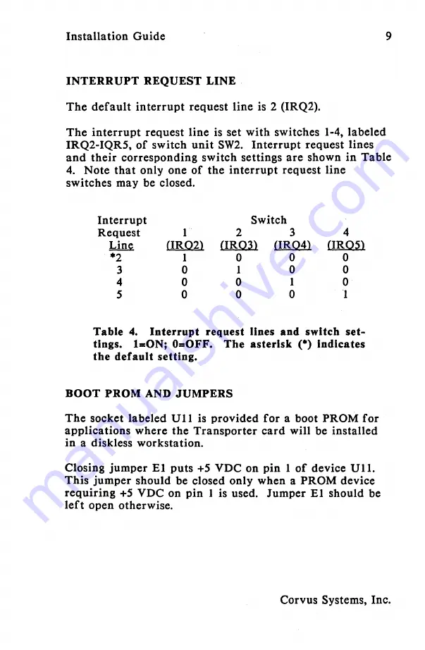 CORVUS OMNINET/4 Installation Manual Download Page 11