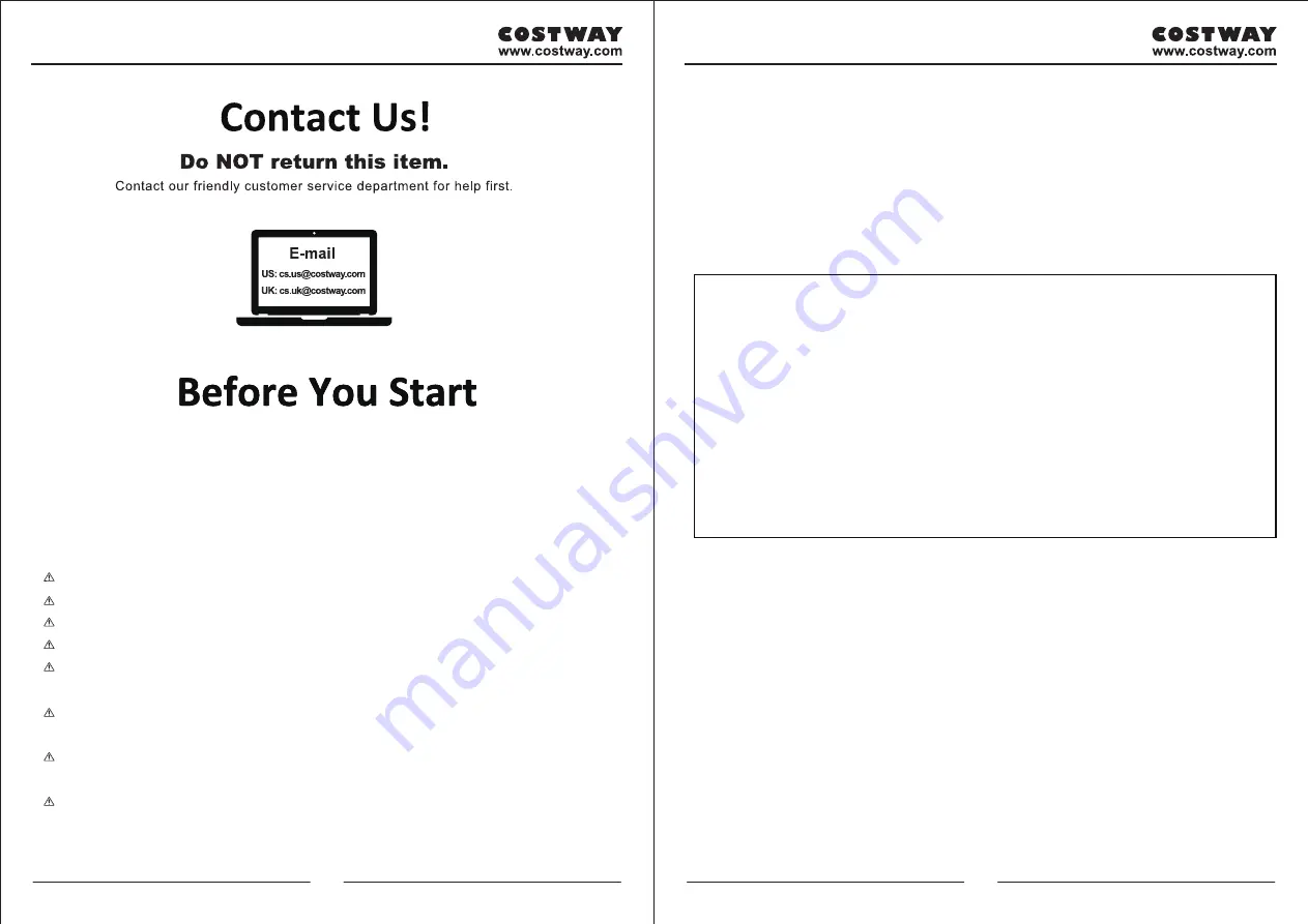 Costway 01387249 User Manual Download Page 2