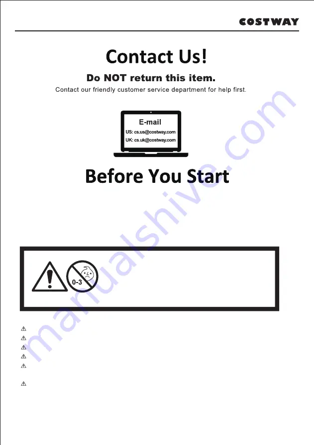 Costway 34095782 User Manual Download Page 3