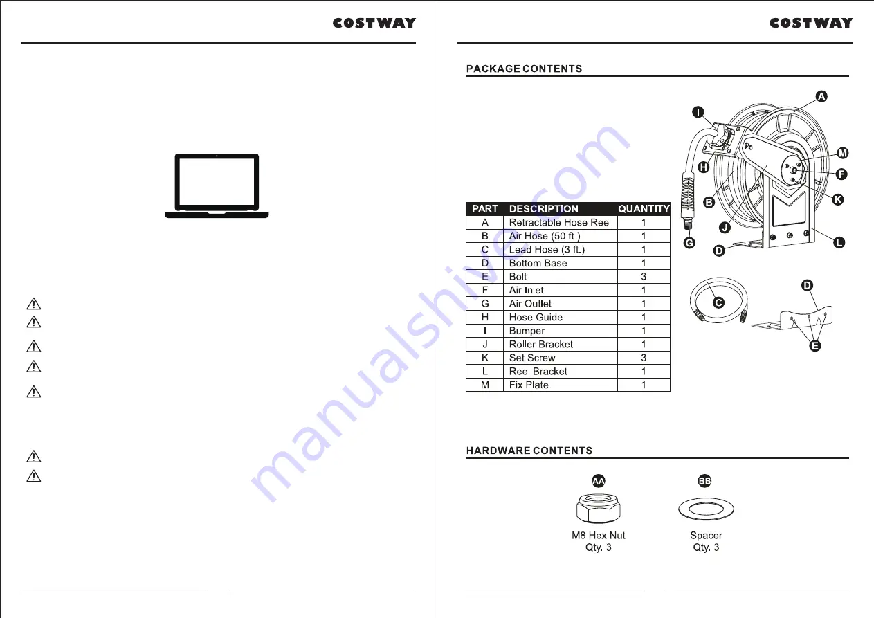 Costway TL35236 User Manual Download Page 2