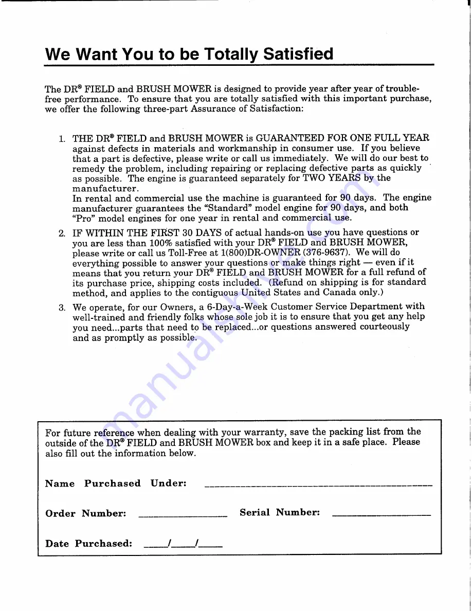 Country Home Products DR Field and Brush Mower Assembly And Operating Instructions Manual Download Page 3