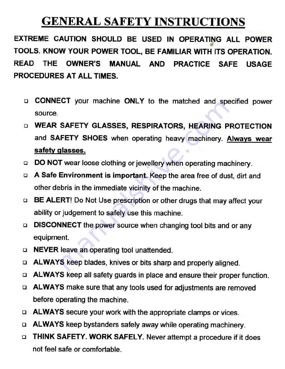 Craftex CT103N Owner'S Manual Download Page 3