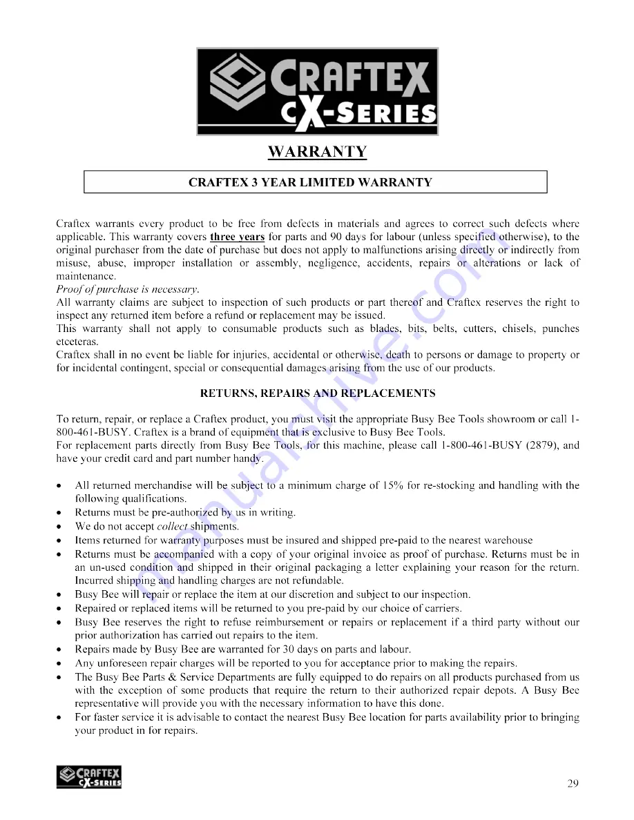 Craftex CX212 User Manual Download Page 29