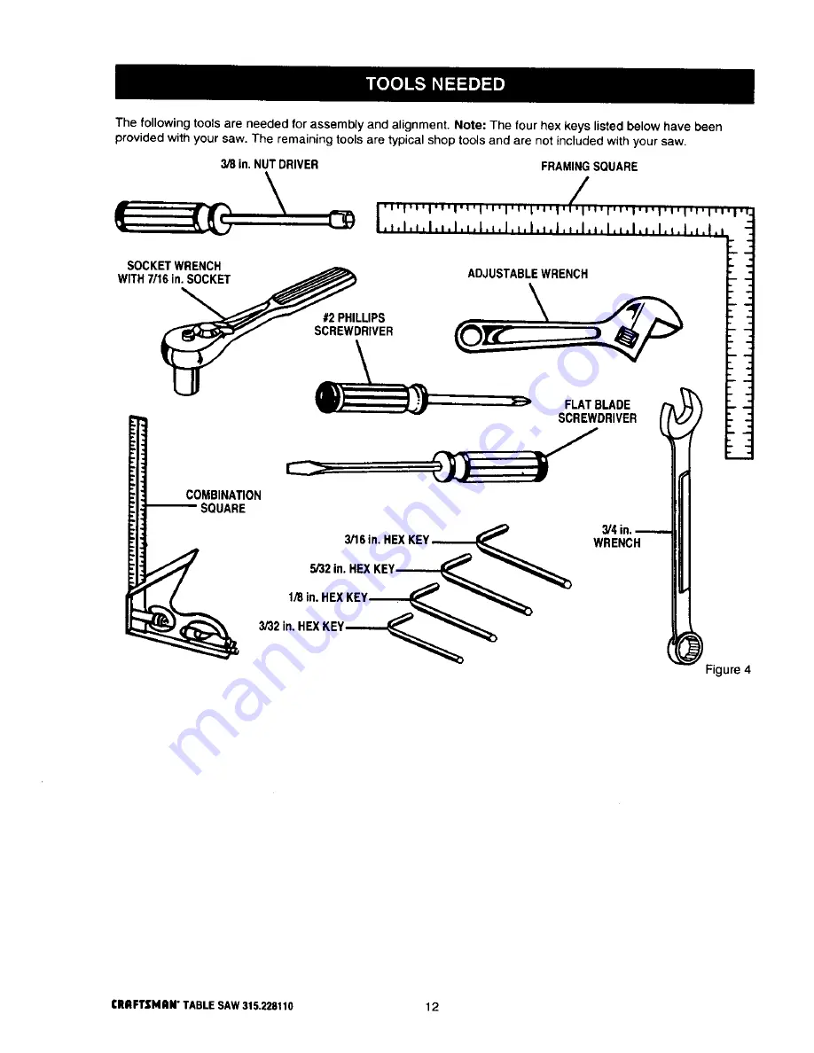 Craftsman 10 IN. TABLE SAW 315.22811 Owner'S Manual Download Page 12