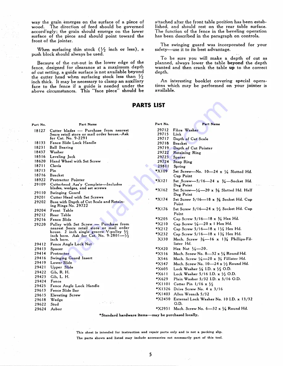 Craftsman 103.23340 Operating Instructions And Parts List Manual Download Page 5