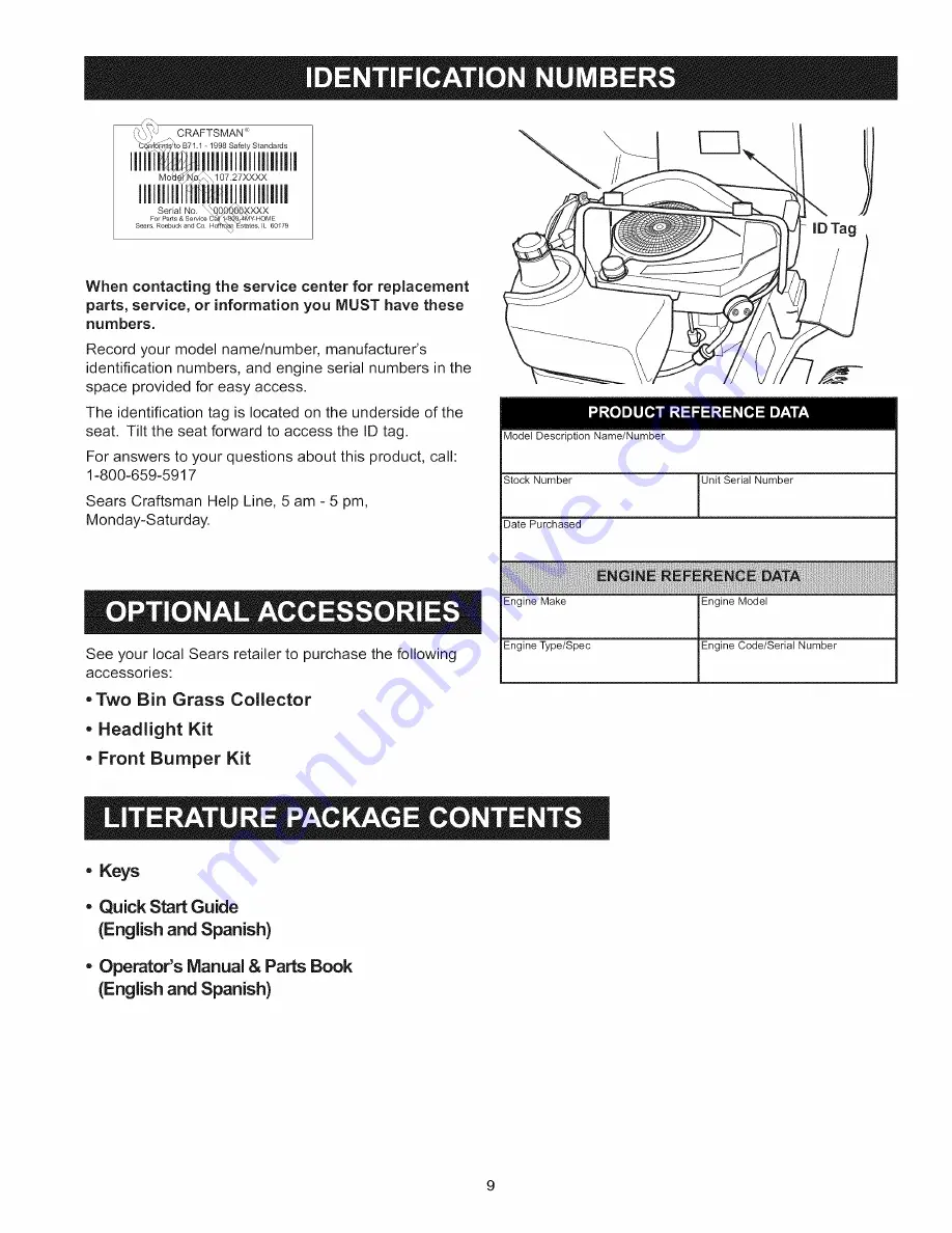 Craftsman 107.289860 Operator'S Manual Download Page 9