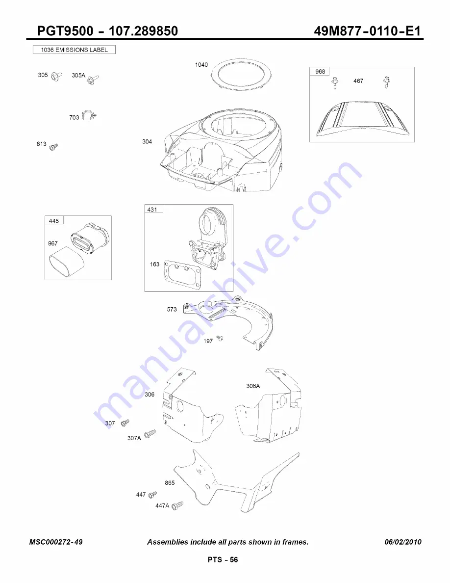 Craftsman 107289850 PGT9500 Operator'S Manual Download Page 120