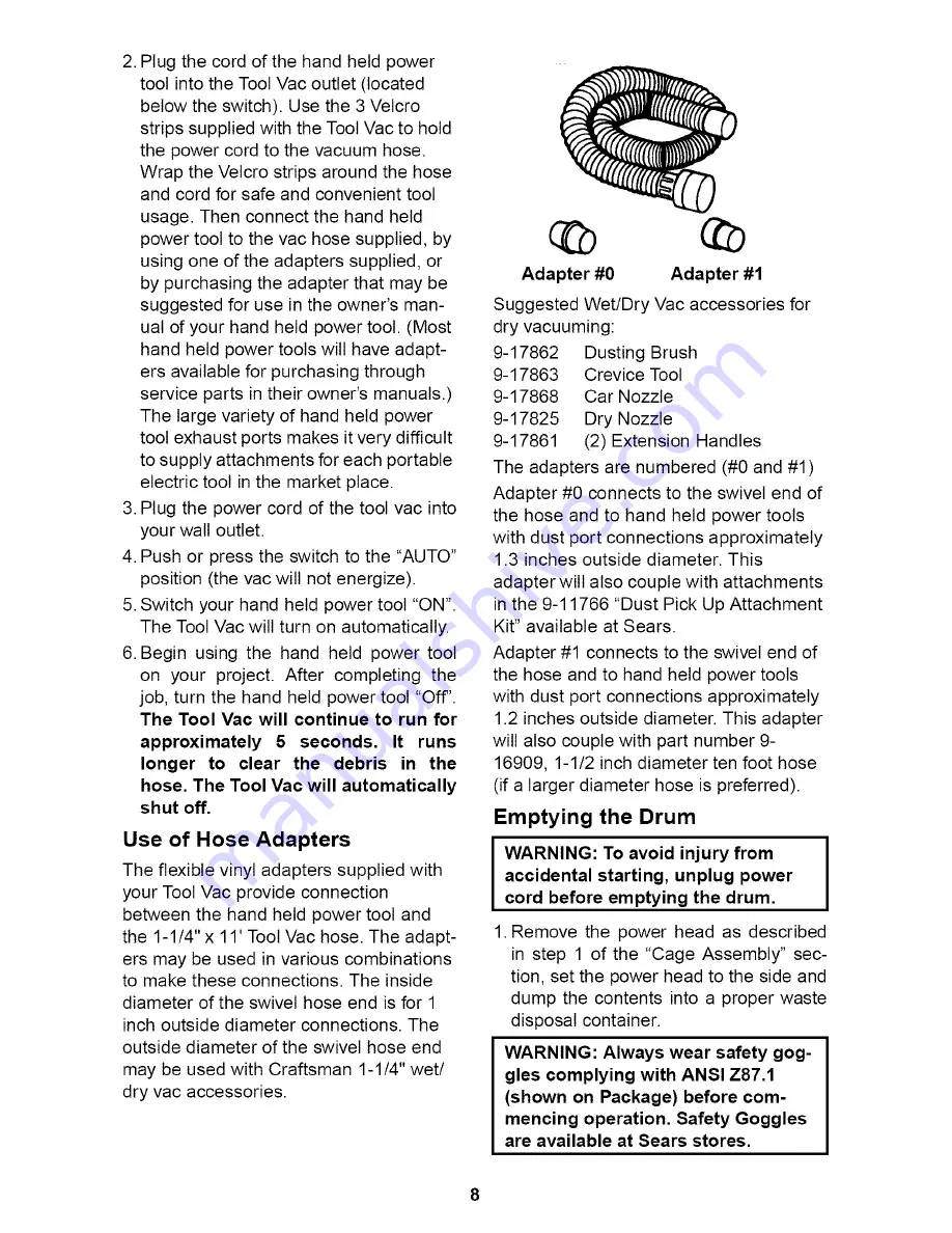 Craftsman 113.177260 Owner'S Manual Download Page 8