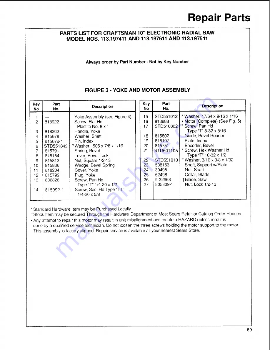 Craftsman 113.197411 Owner'S Manual Download Page 89