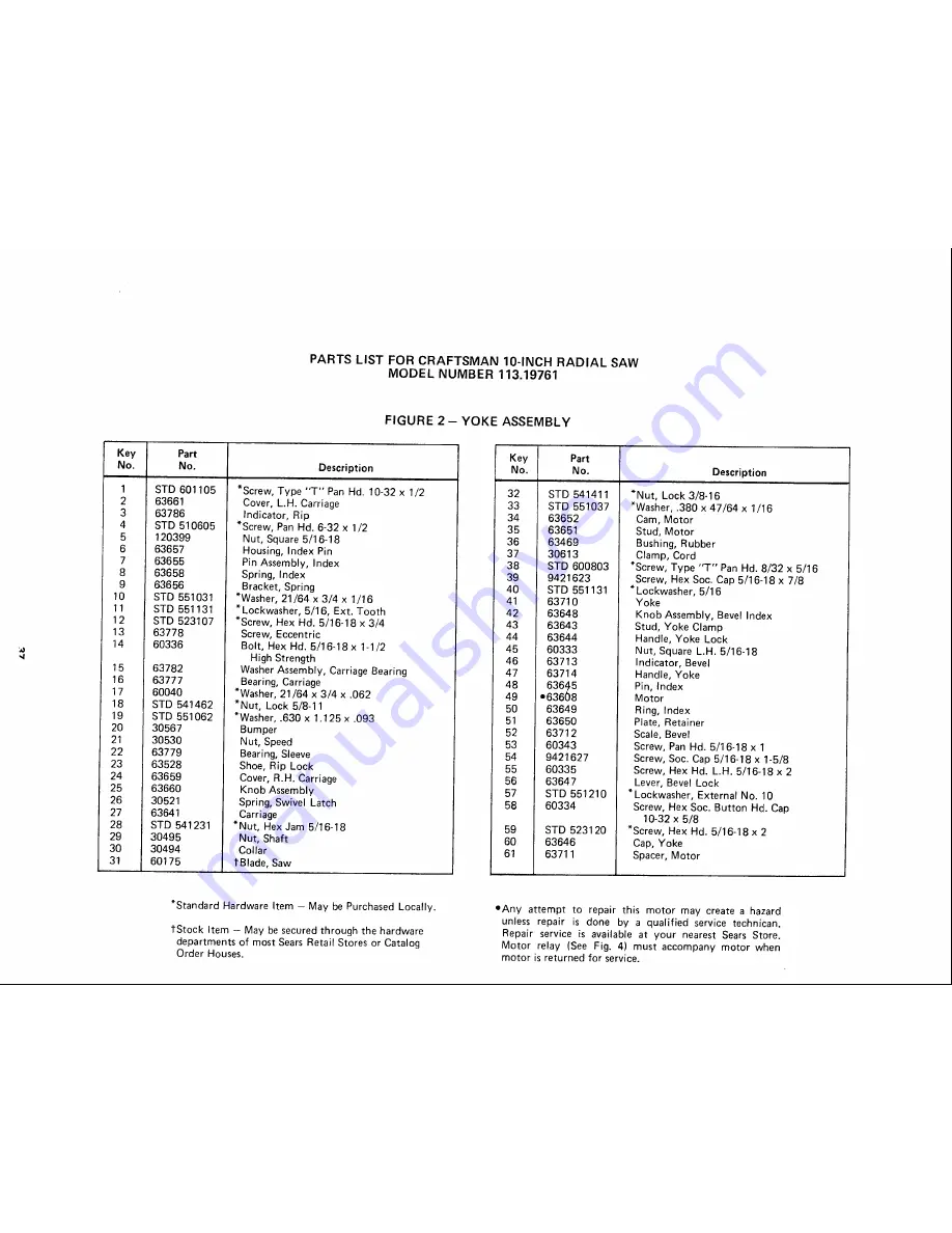 Craftsman 113.19761 Owner'S Manual Download Page 37