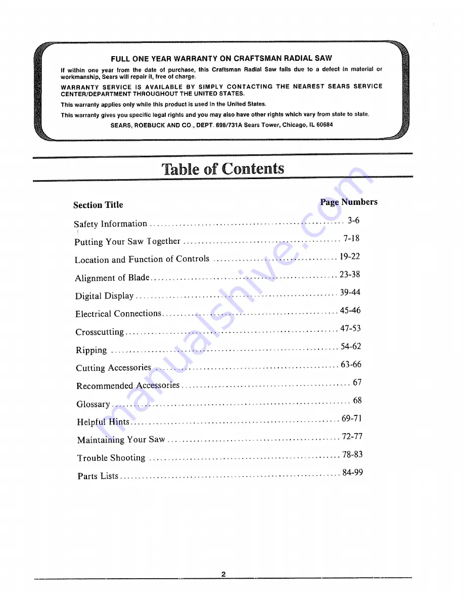 Craftsman 113.198211 Operator'S Manual Download Page 2