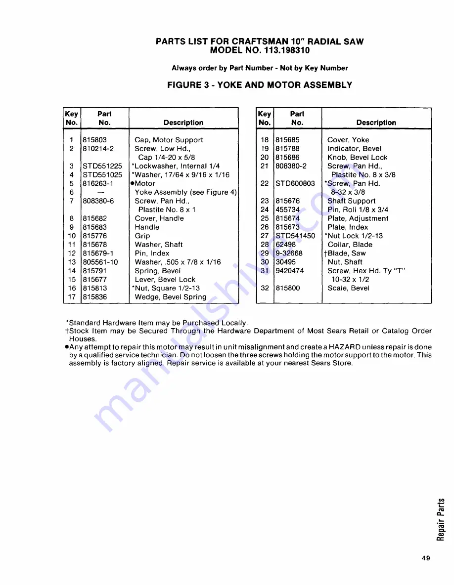 Craftsman 113.198310 Owner'S Manual Download Page 49