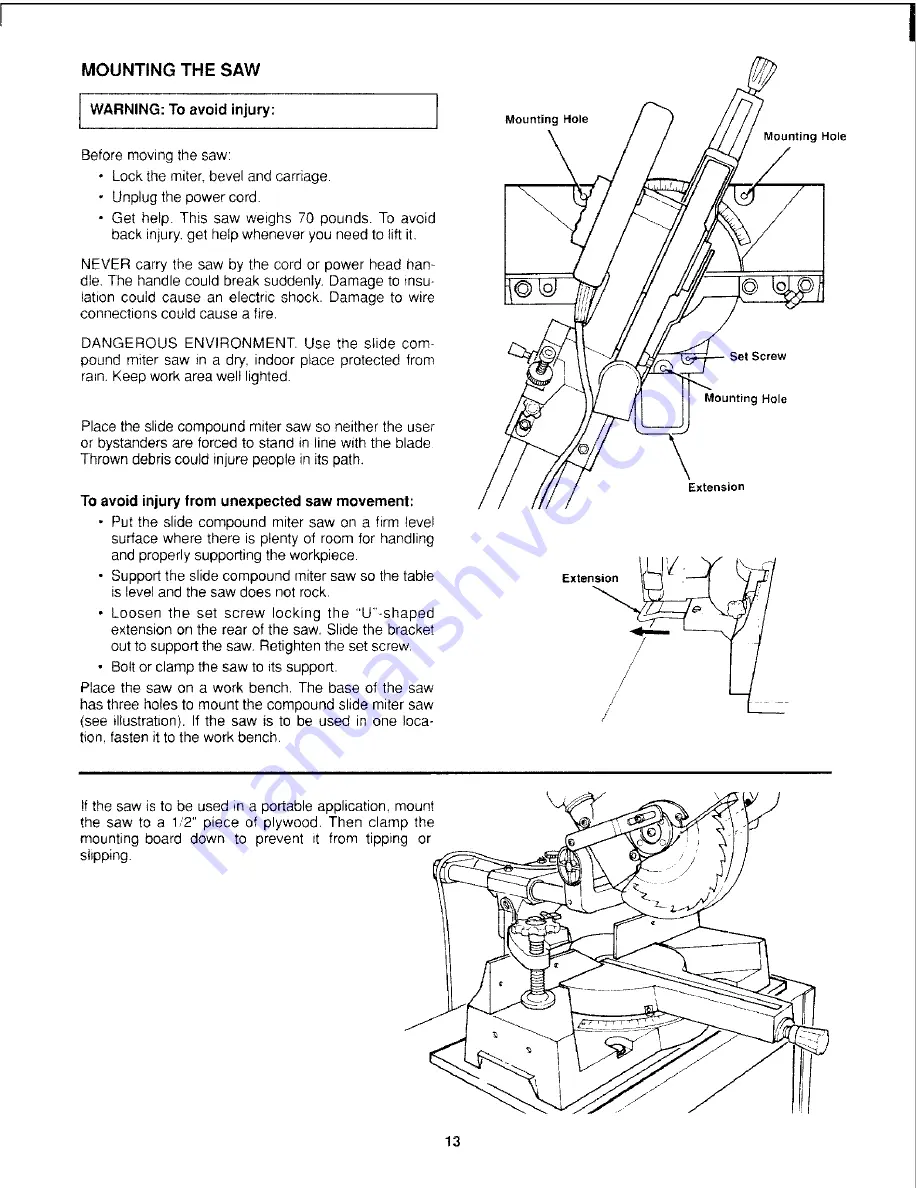 Craftsman 113.234880 Owner'S Manual Download Page 13