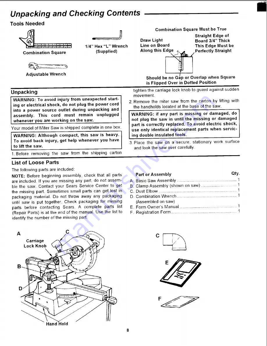 Craftsman 113.234940 Owner'S Manual Download Page 8