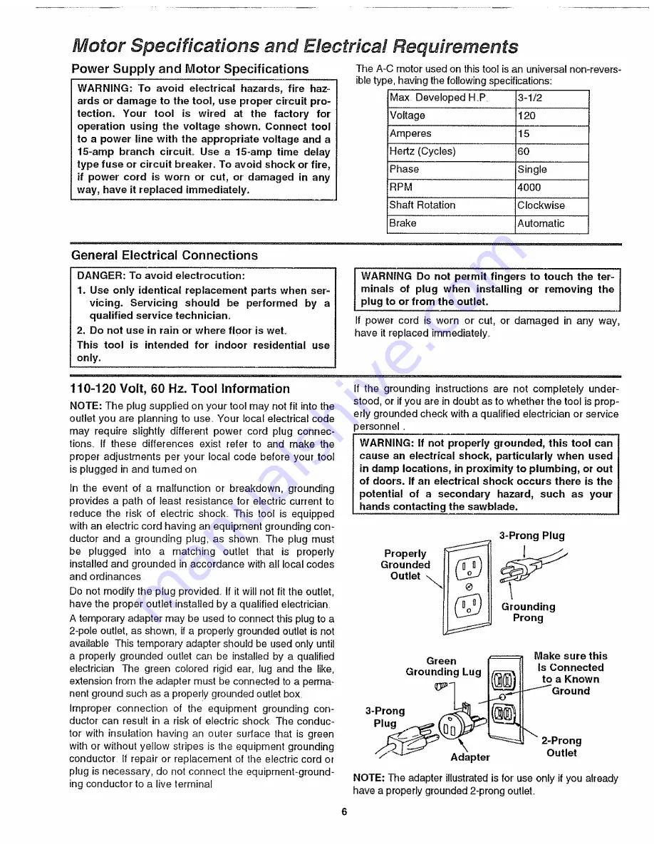 Craftsman 113.235140 Owner'S Manual Download Page 6