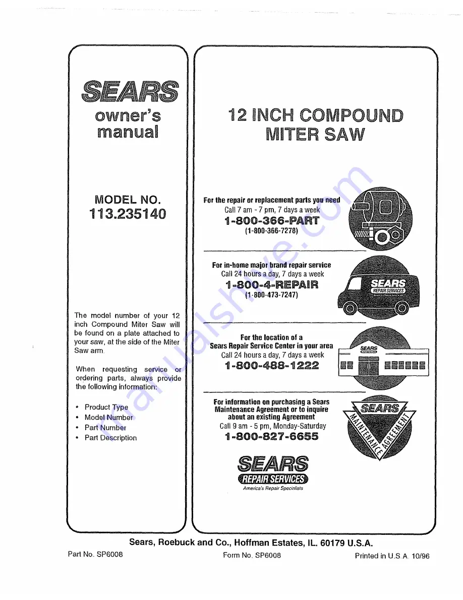 Craftsman 113.235140 Owner'S Manual Download Page 36