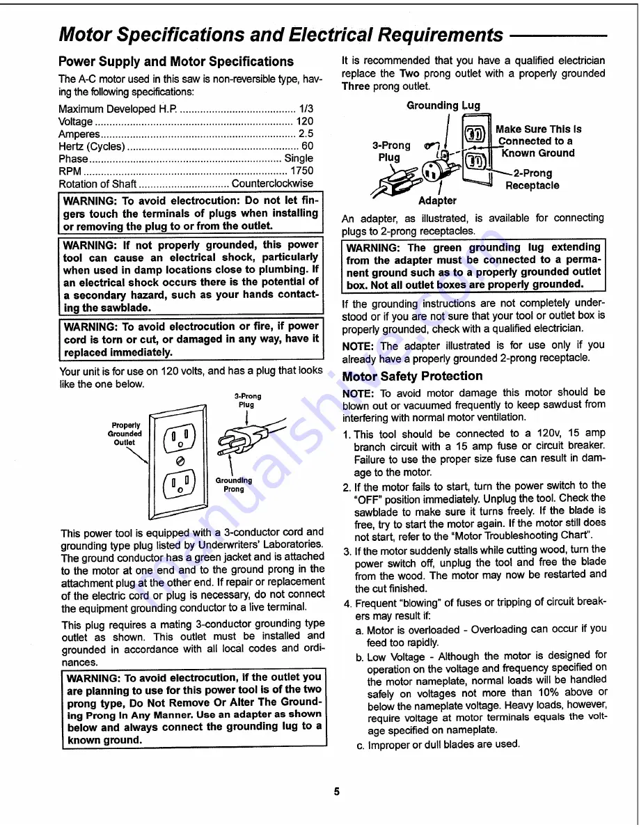 Craftsman 113.244580 Owner'S Manual Download Page 5