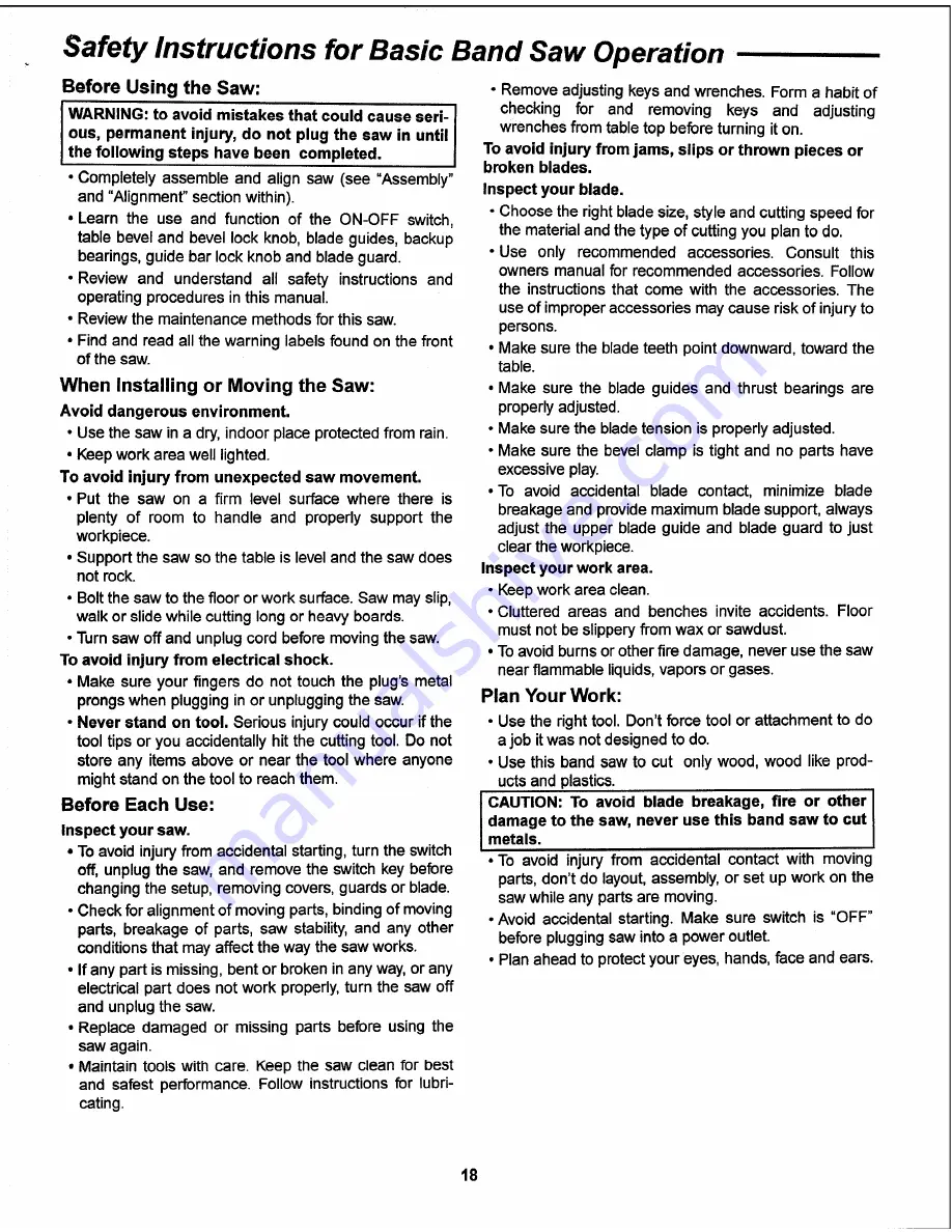 Craftsman 113.244580 Owner'S Manual Download Page 18