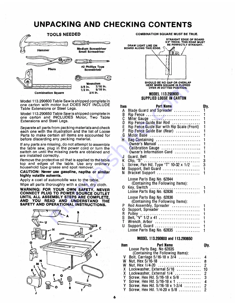 Craftsman 113.290600 Owner'S Manual Download Page 6