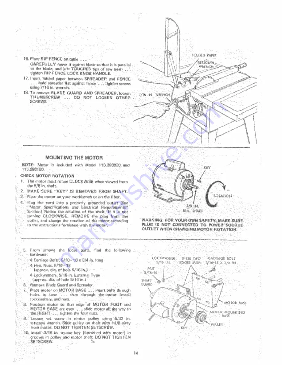 Craftsman 113.298030 Owner'S Manual Download Page 16