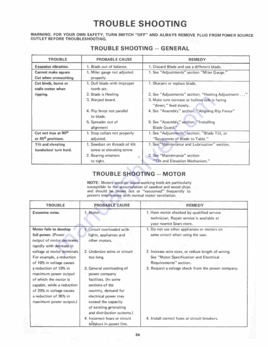 Craftsman 113.298030 Owner'S Manual Download Page 34