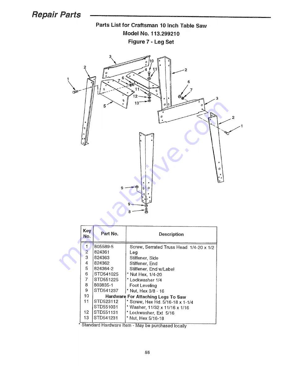 Craftsman 113.29921 Owner'S Manual Download Page 55