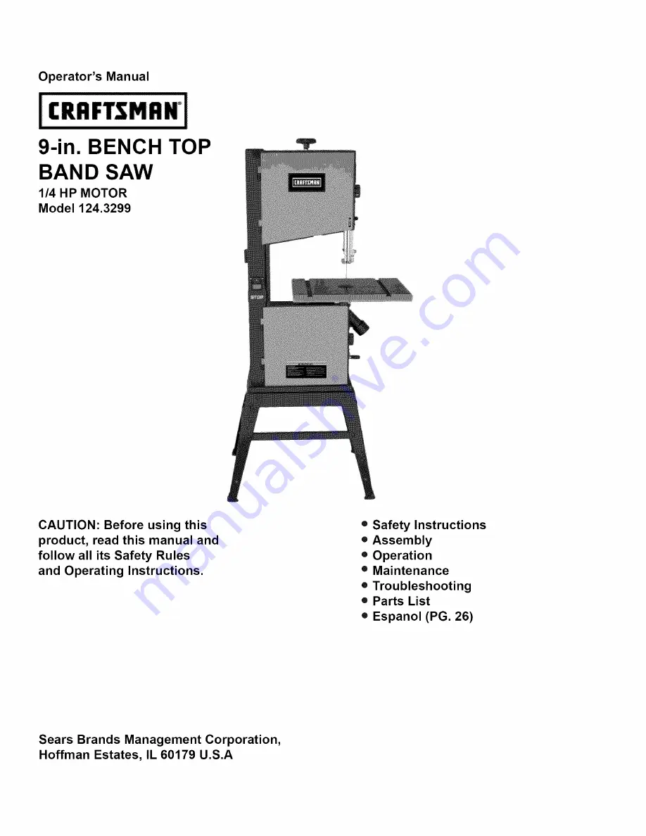 Craftsman 124.3299 Скачать руководство пользователя страница 1