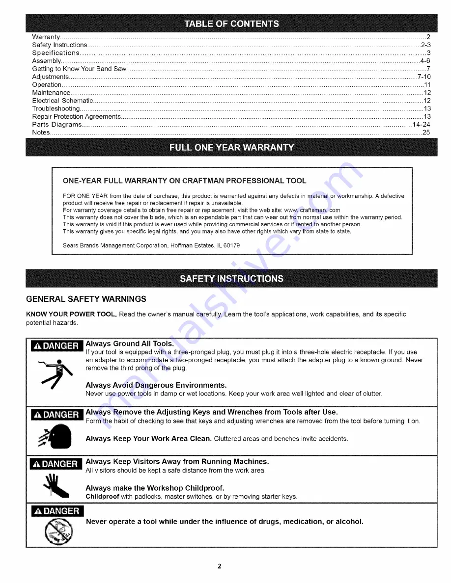 Craftsman 124.3299 Operator'S Manual Download Page 2