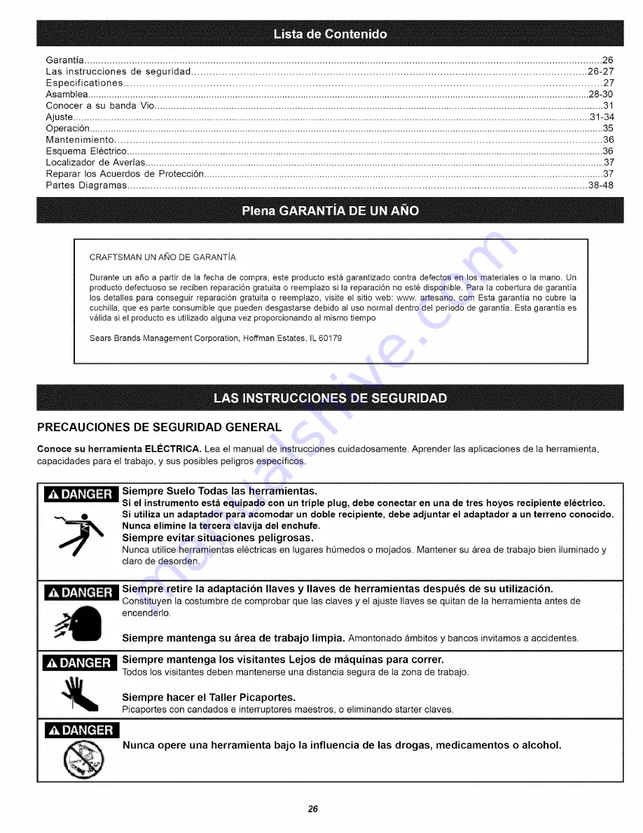 Craftsman 124.3299 Operator'S Manual Download Page 26