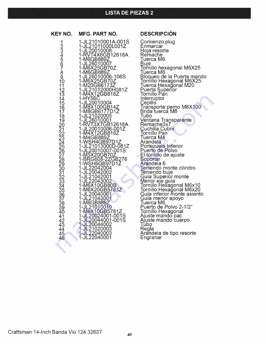 Craftsman 124.3299 Operator'S Manual Download Page 40