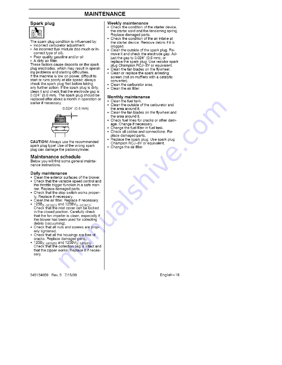 Craftsman 125B Operator'S Manual Download Page 18