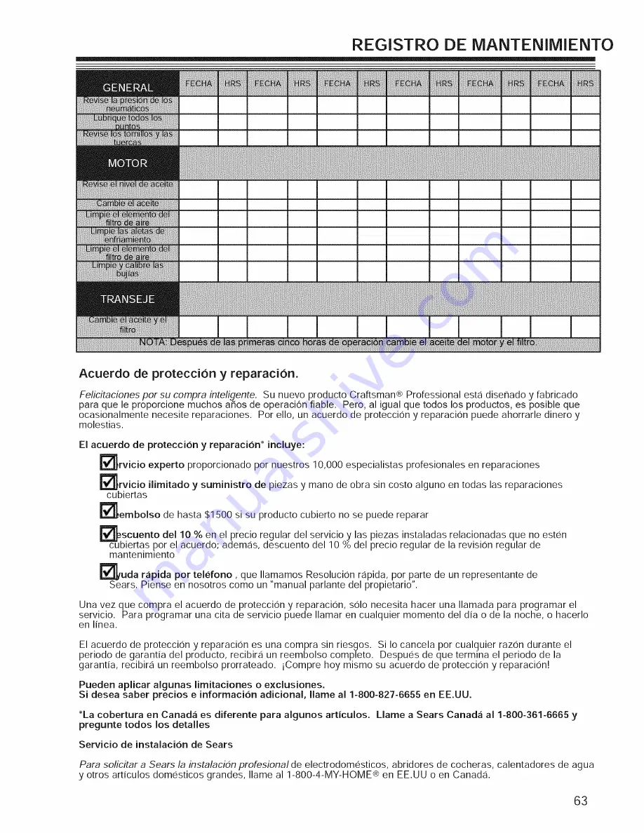 Craftsman 127.28875 Operator'S Manual Download Page 65