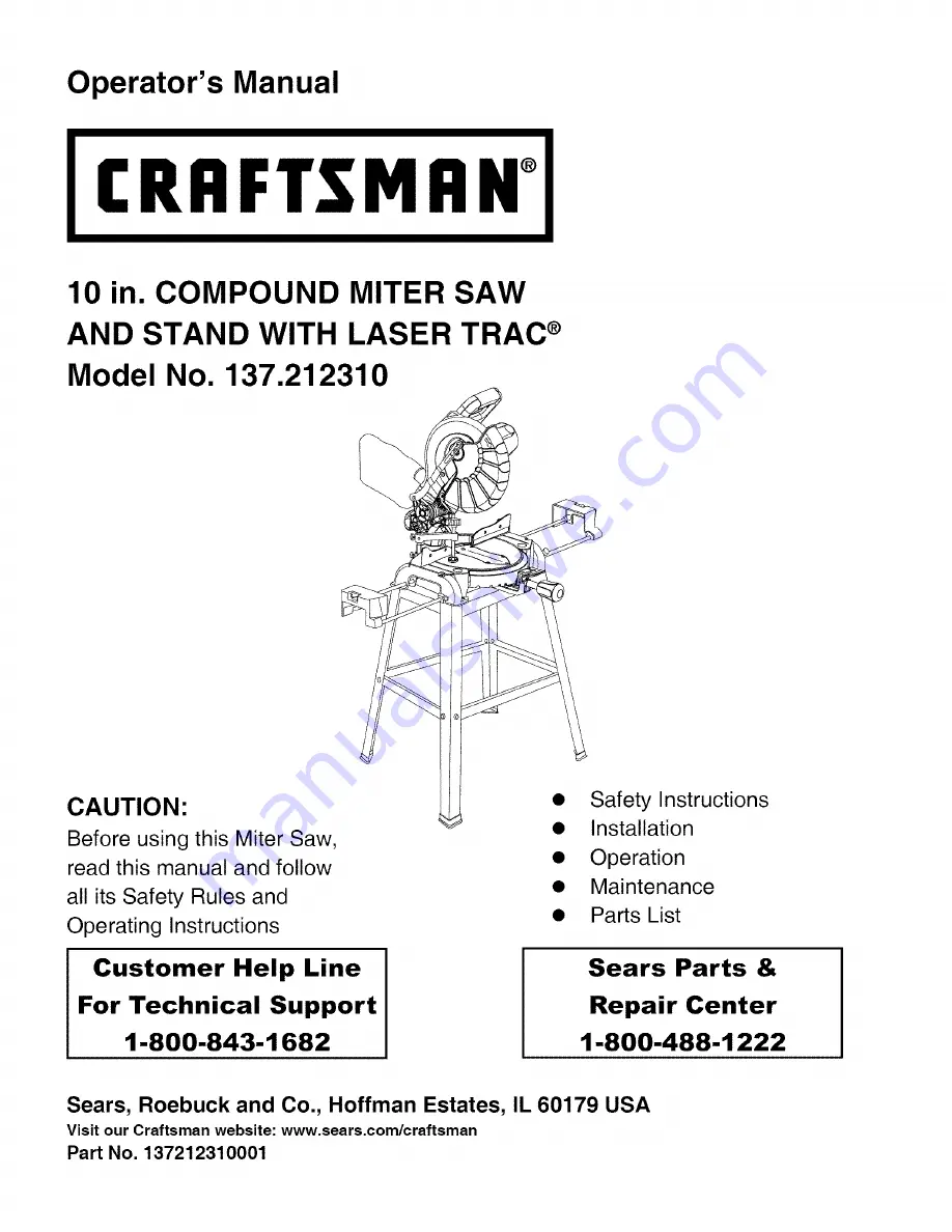 Craftsman 137.212310 Скачать руководство пользователя страница 1