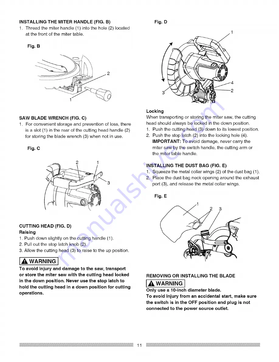 Craftsman 137.212310 Operator'S Manual Download Page 11