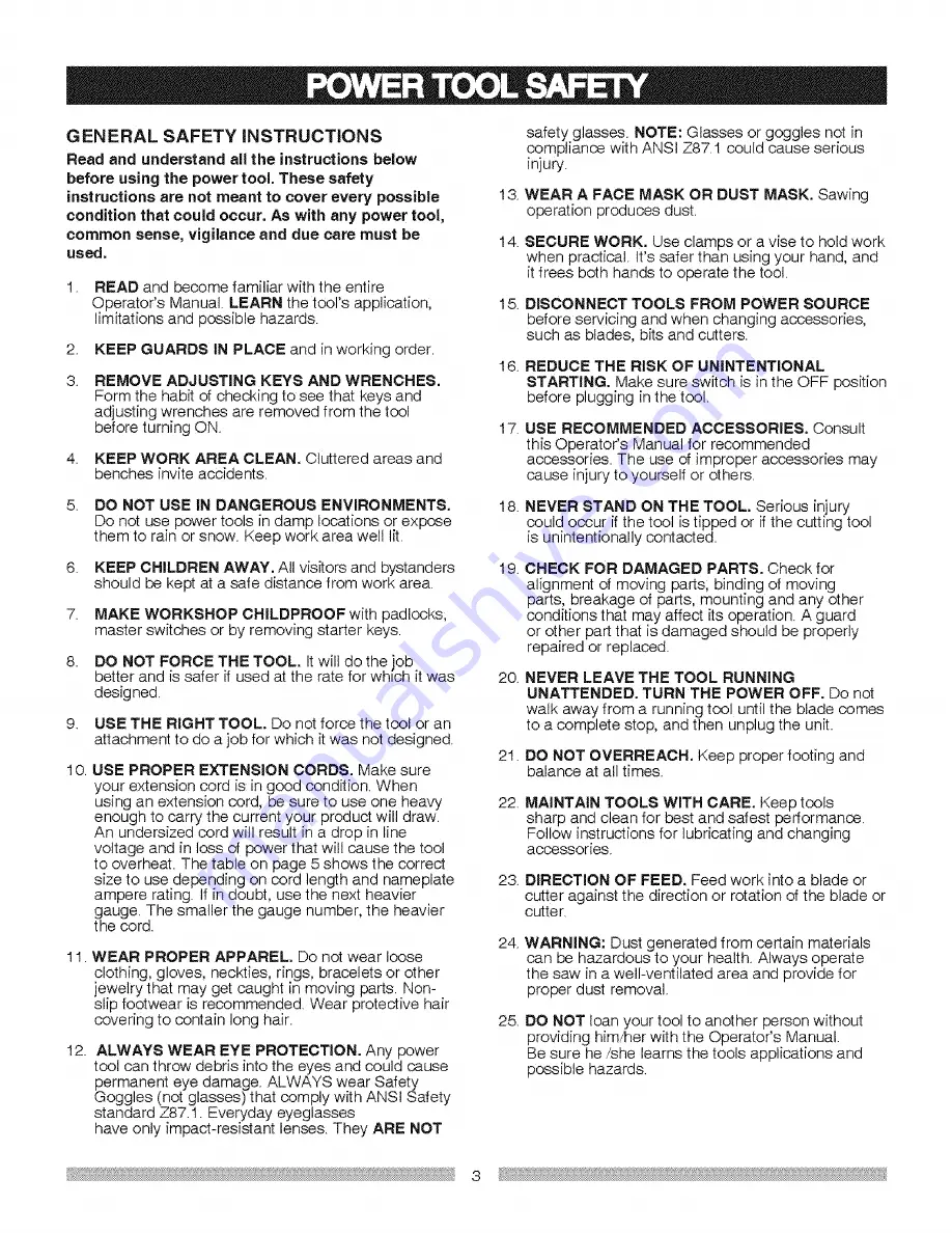 Craftsman 137.212370 Operator'S Manual Download Page 3