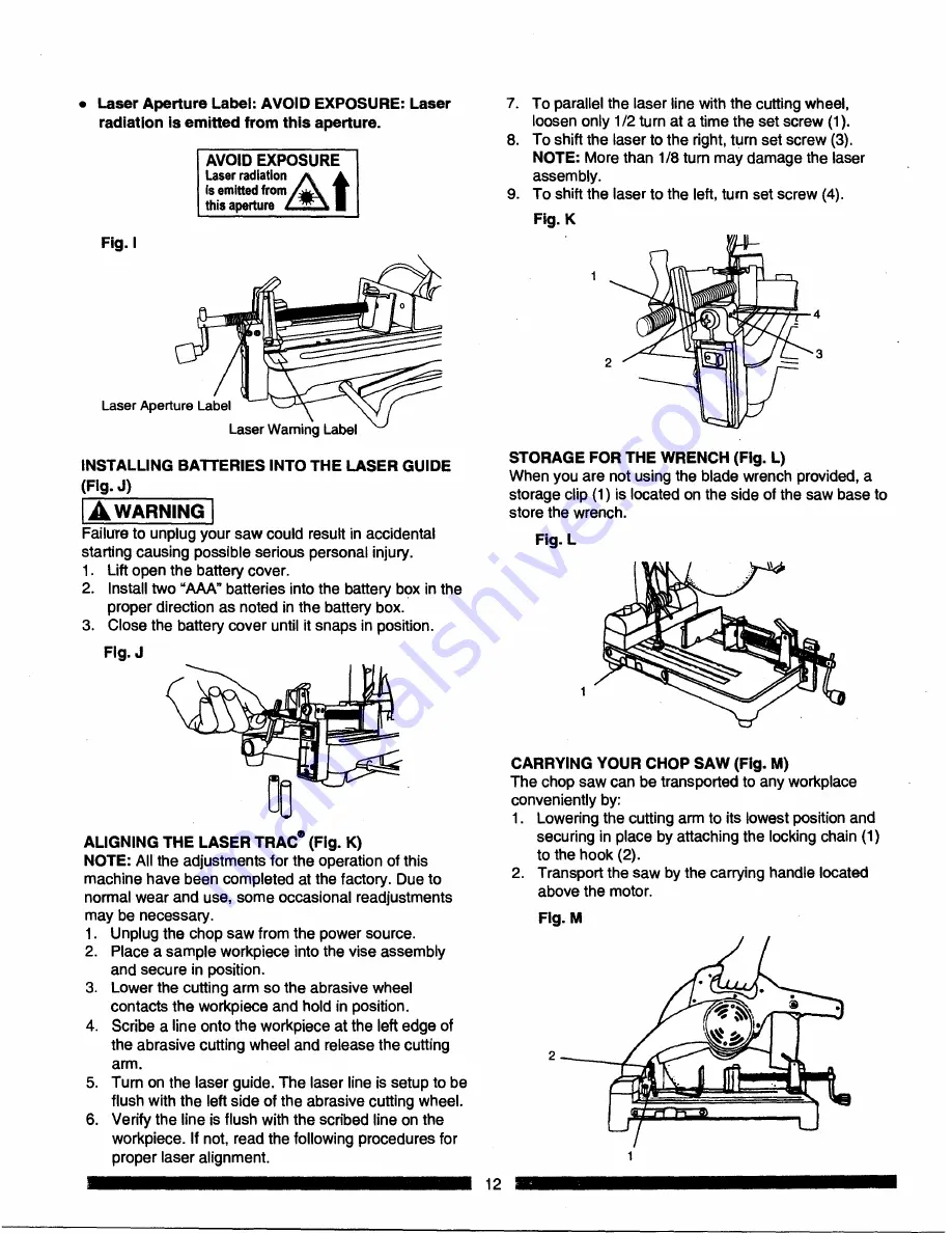 Craftsman 137.212890 Operator'S Manual Download Page 12